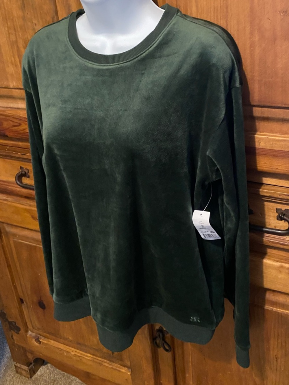 NWT Banana Republic Women's Velour Sweatshirt Mountain View Green Size Medium